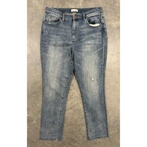 Oliver Logan Women's Size 30 Slow Denim Crosby Relaxed Taper Jeans Raw Hem